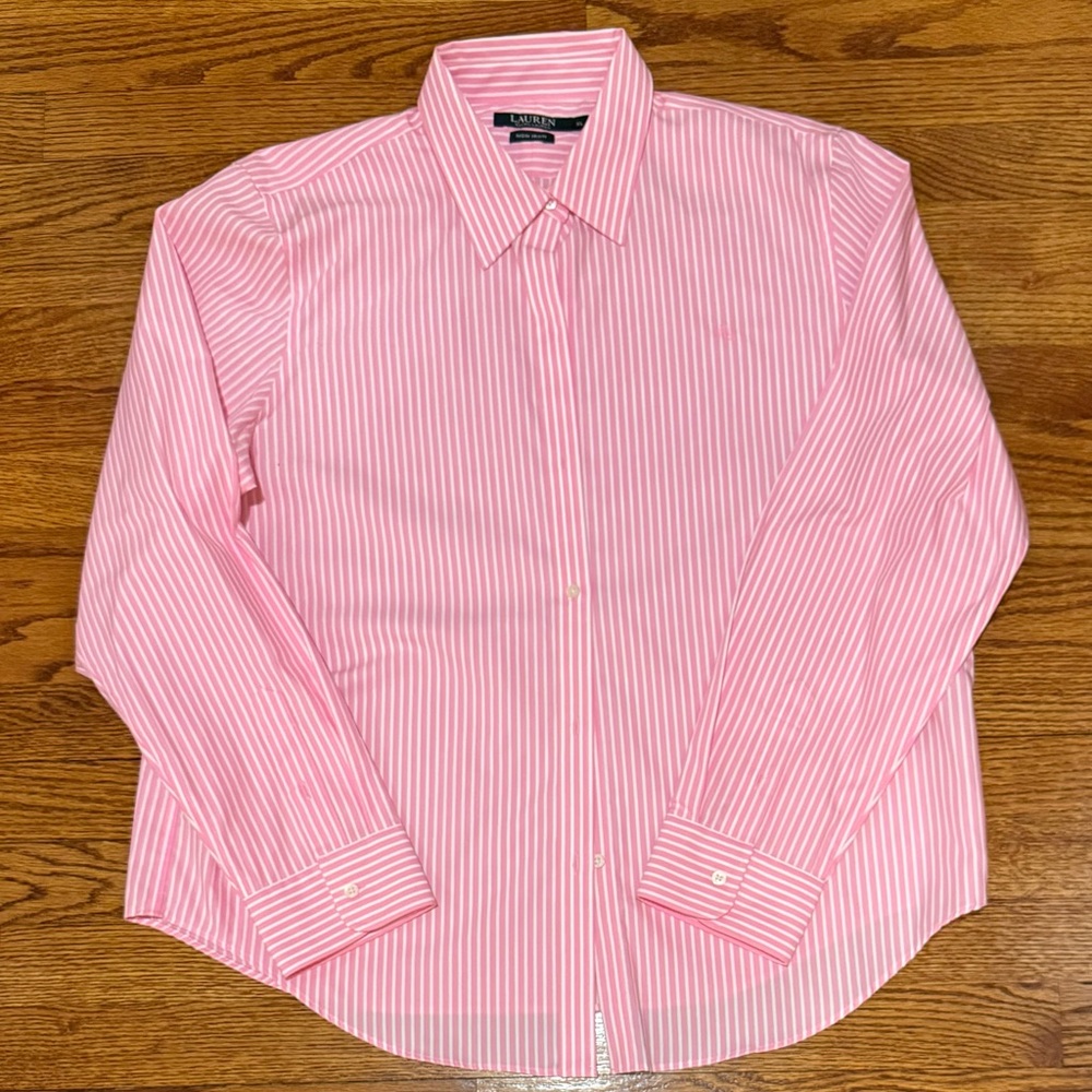 Ralph Lauren Pink Non-Iron Striped Women’s Shirt